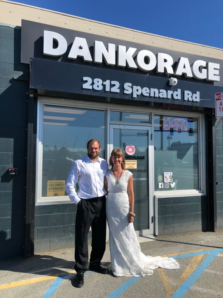 A bride visiting Dankorage on her wedding day